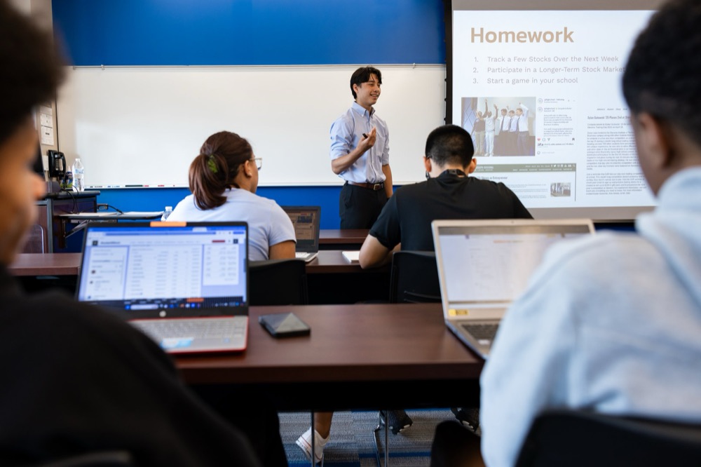 Dylan Gutowski teaching a class